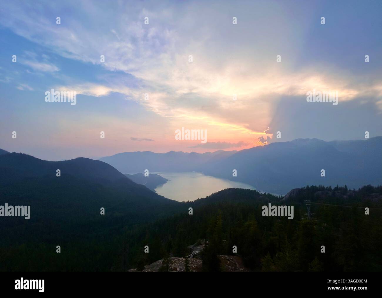 Sunset Over Mountain Lake Vista - Smartphone Captured Stock Image
