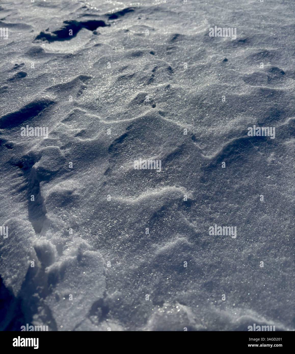 Close-Up of Snow Texture and Patterns - Smartphone Captured Stock Image