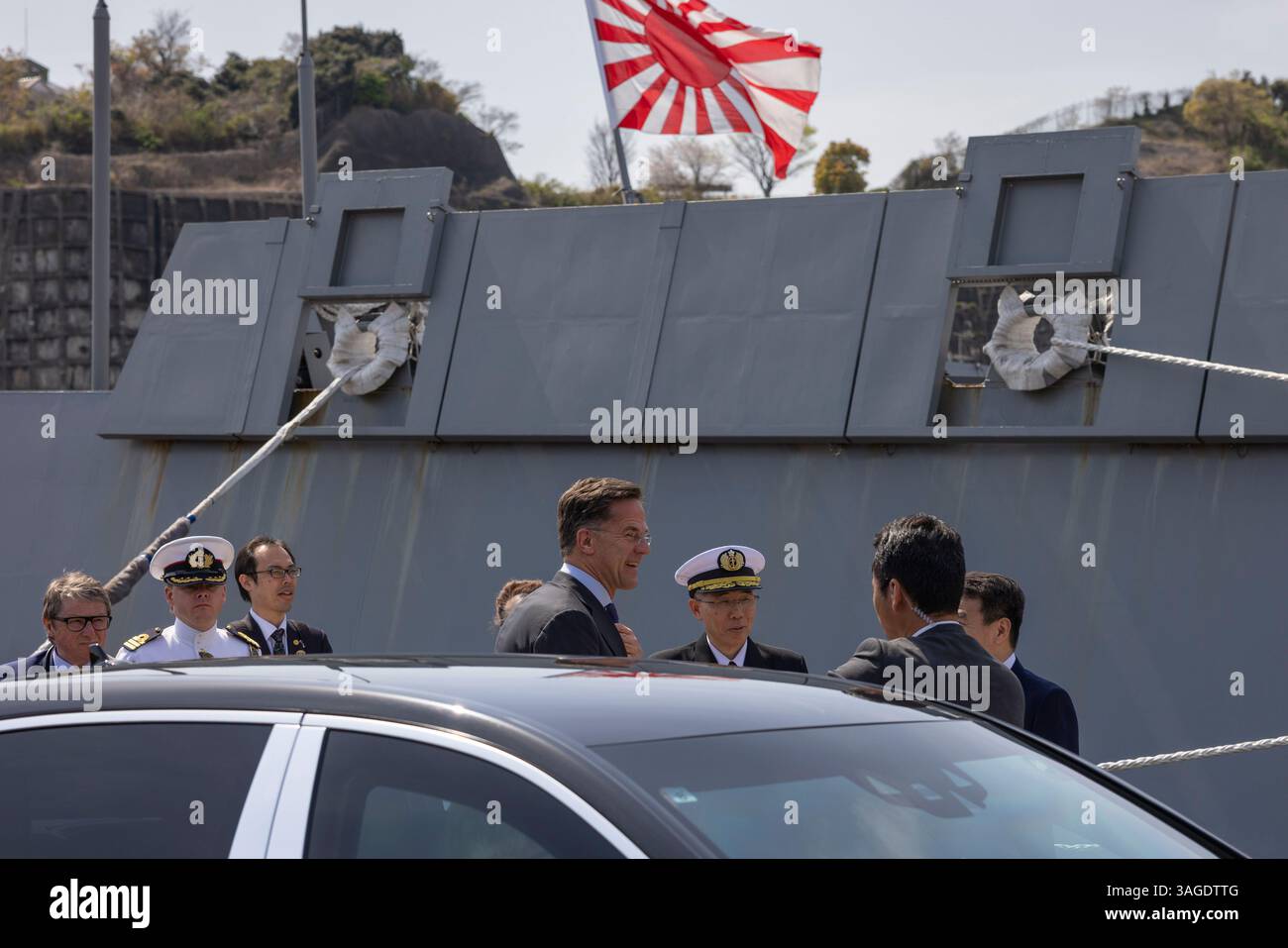 NATO Secretary General Mark Rutte arrives at the Yokosuka Naval Base in ...