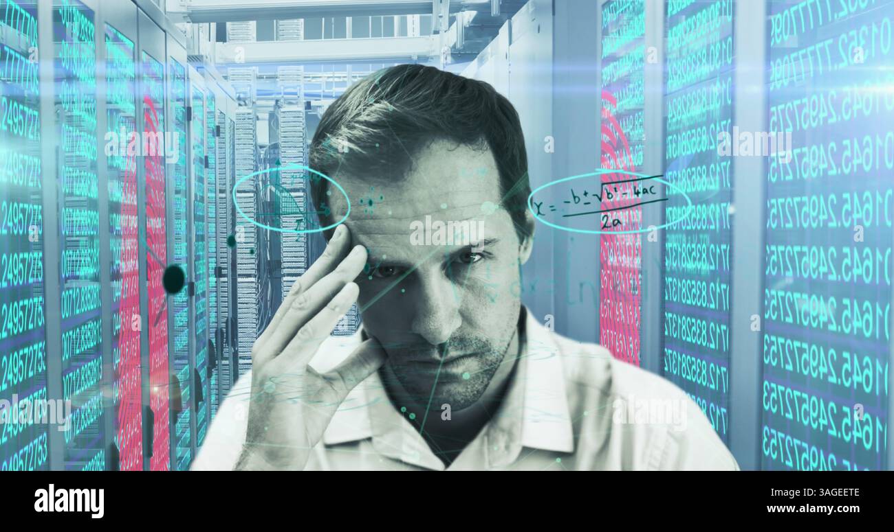 Man thinking over mathematical equations hi-res stock photography and ...