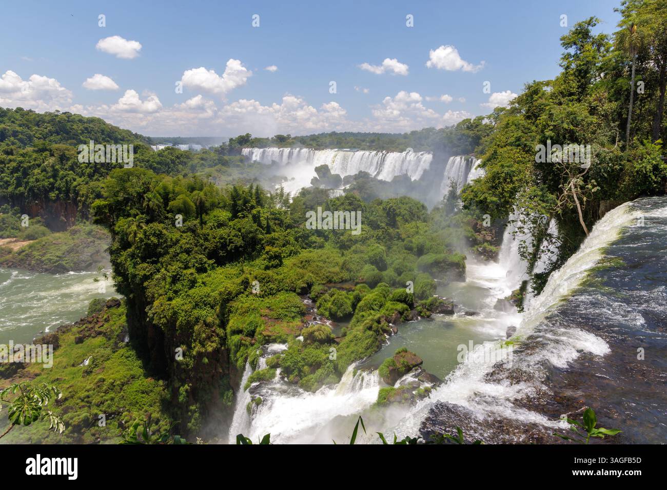 Panoramic view of the Iguazu Falls in Misiones, Argentina. Stock Photo