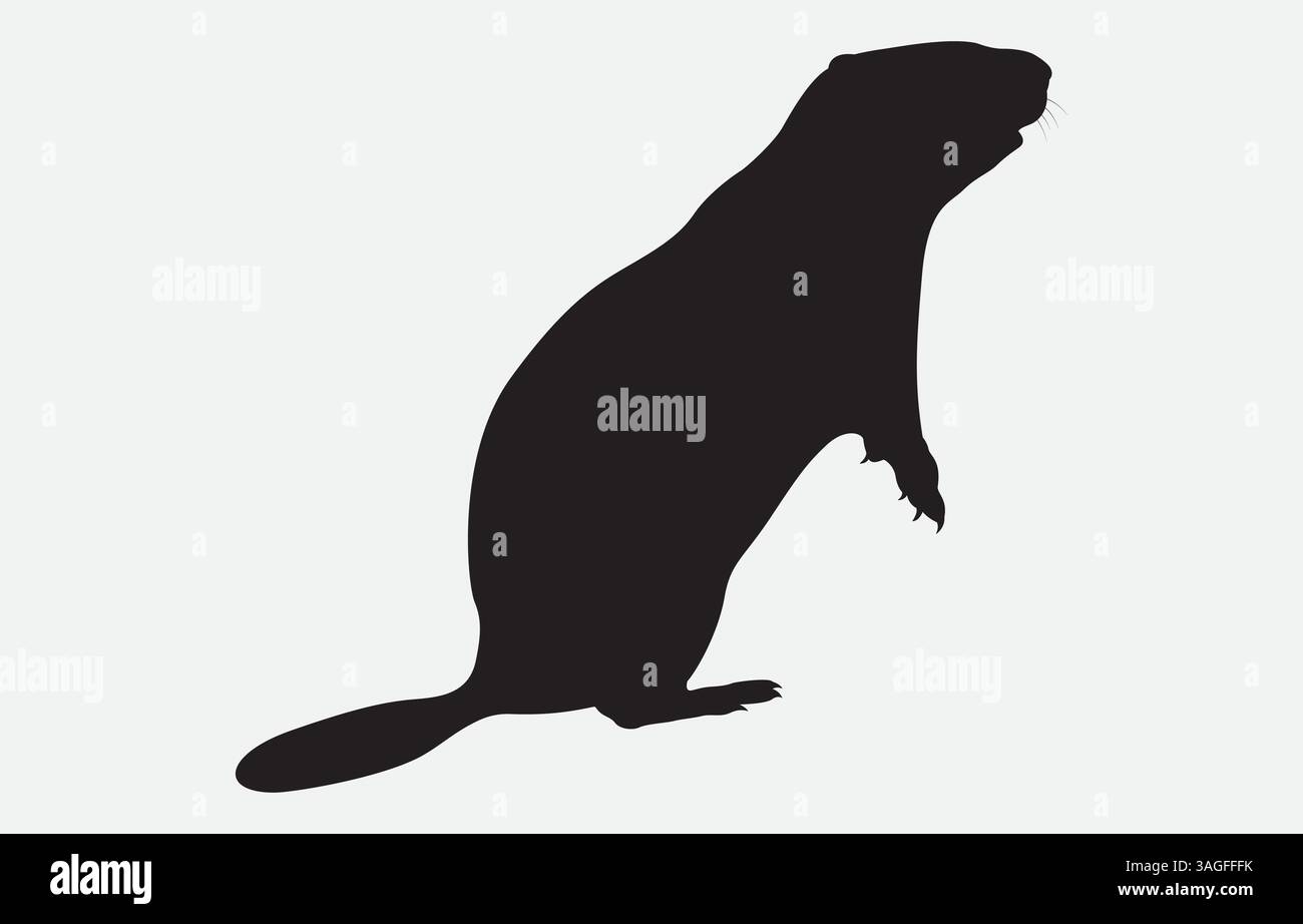 Groundhog Silhouette Vector Illustration Isolated on white background Stock Vector