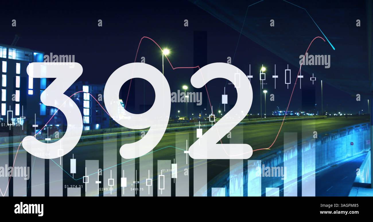 Image of numbers changing over statistics Stock Photo