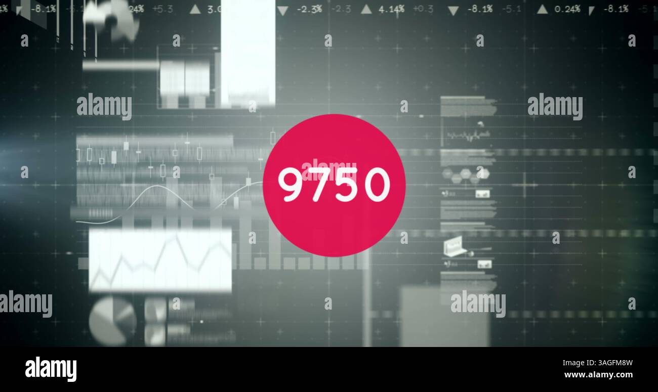 Image of numbers changing over statistics Stock Photo