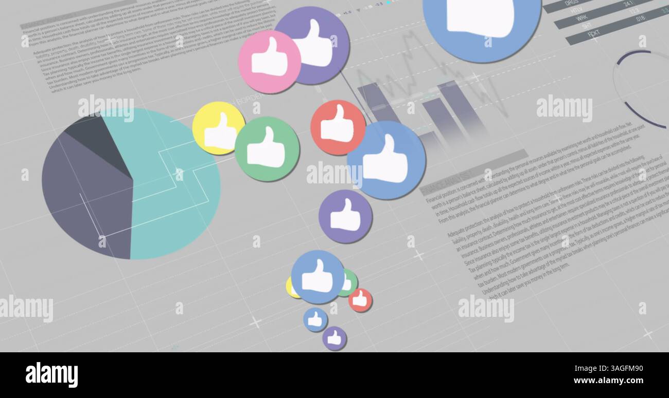 Image of icons over statistics Stock Photo