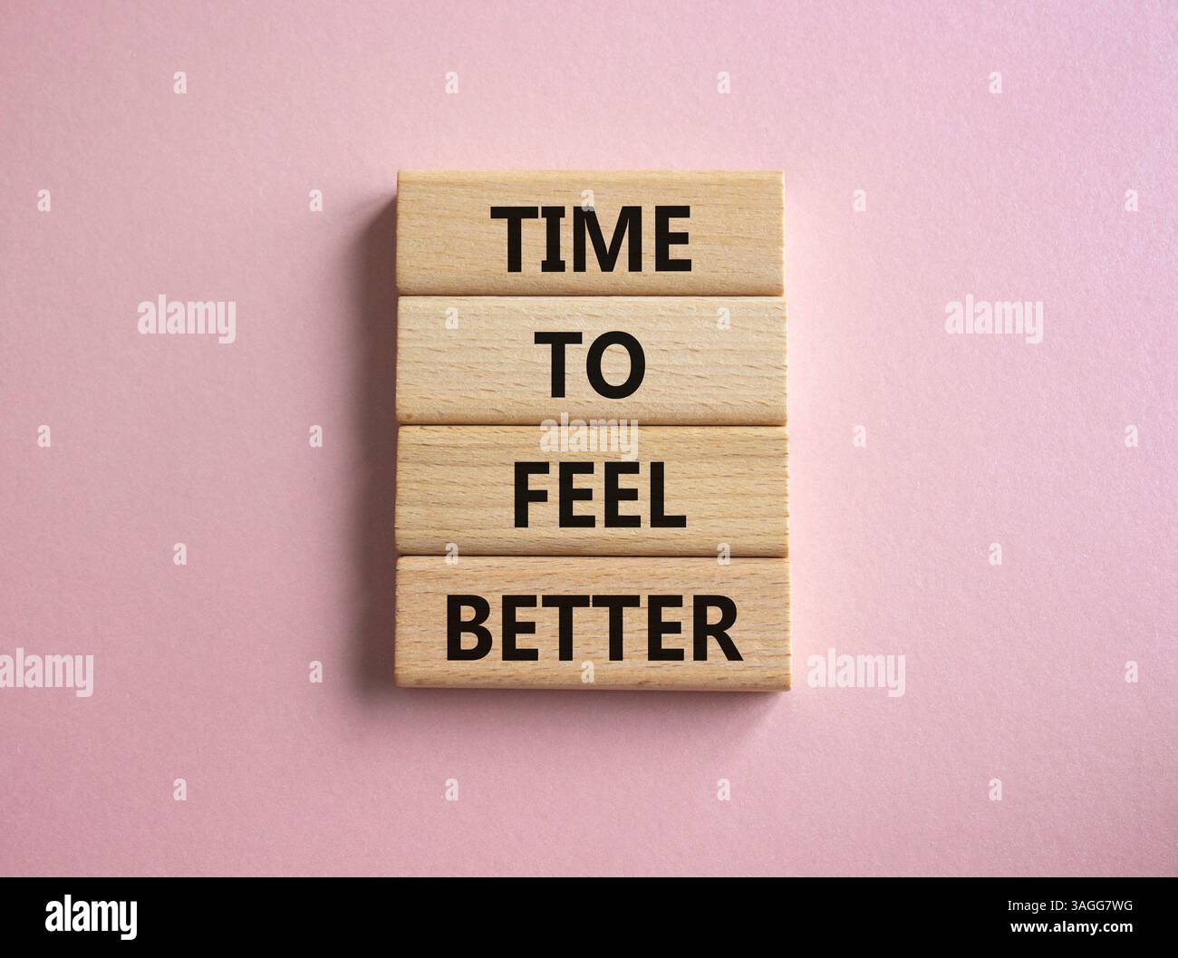 Time to feel better symbol. Wooden blocks with words Time to feel ...