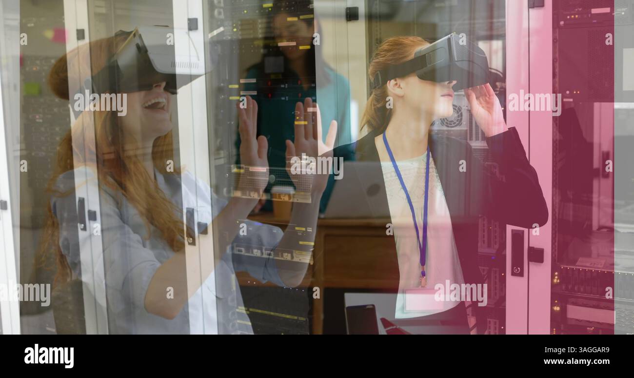 Data center engineer using virtual hi res stock photography and images
