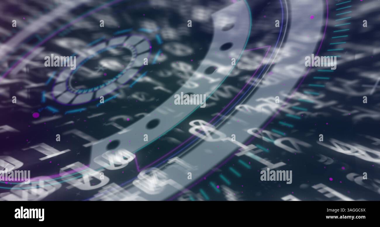 Image of scope scanning over binary coding in background Stock Photo