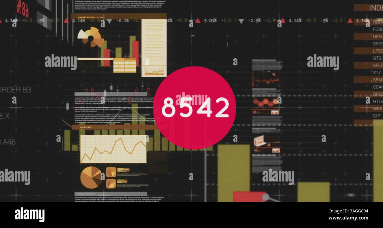 Image of numbers changing over statistics Stock Photo