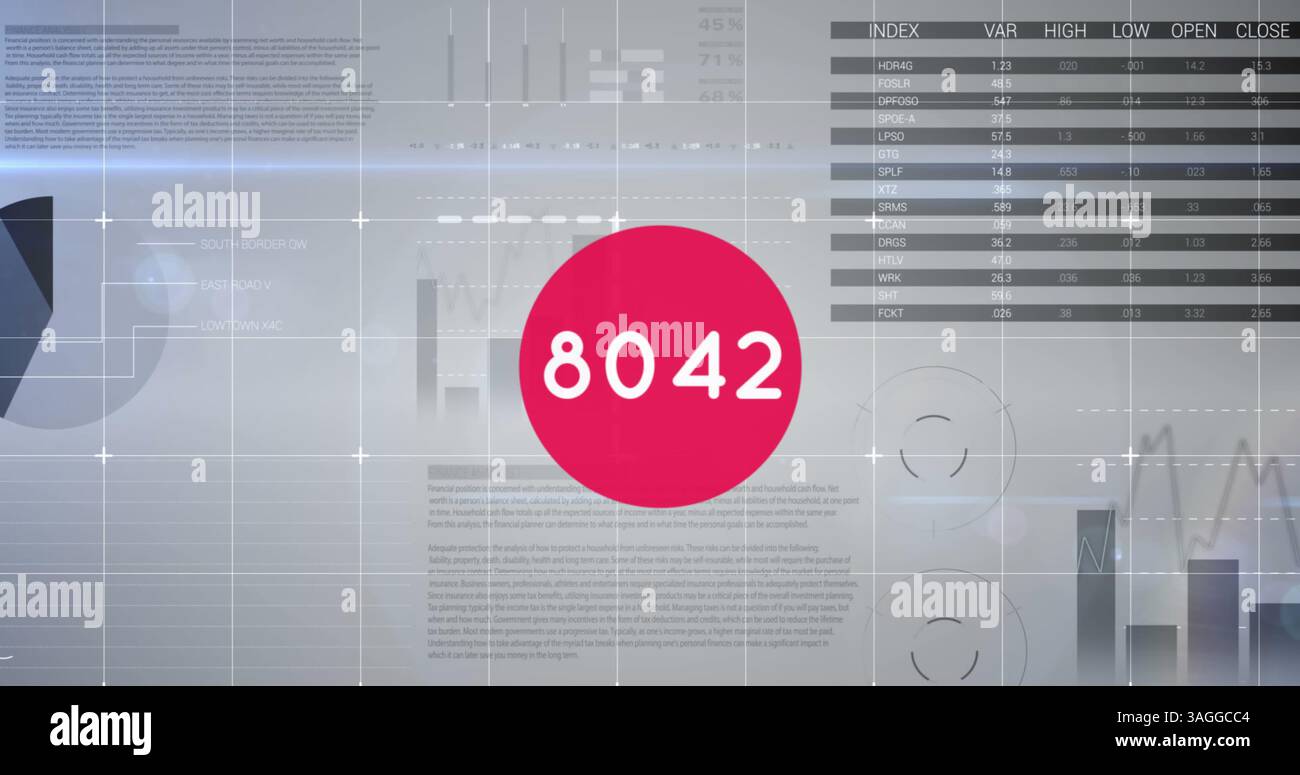 Image of numbers changing over statistics Stock Photo