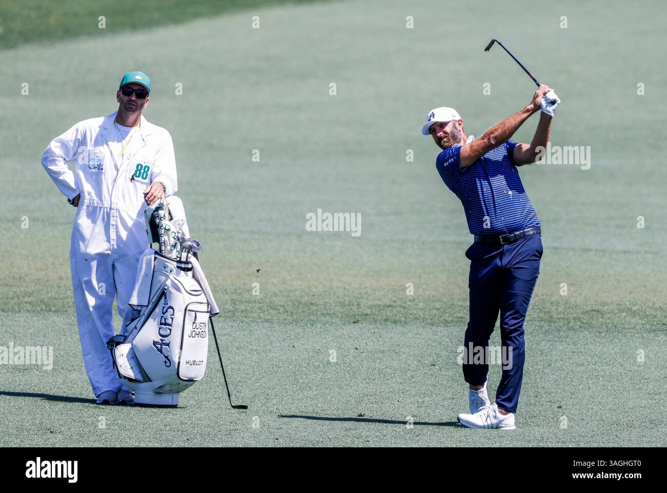 Augusta, United States. 08th Apr, 2025. Caddie Austin Johnson (L