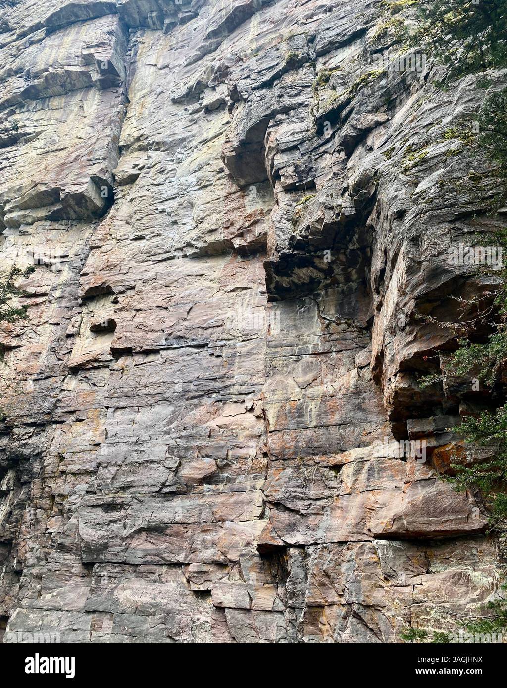 Weathered Cliff Face of Layered Stone - Smartphone Captured Stock Image