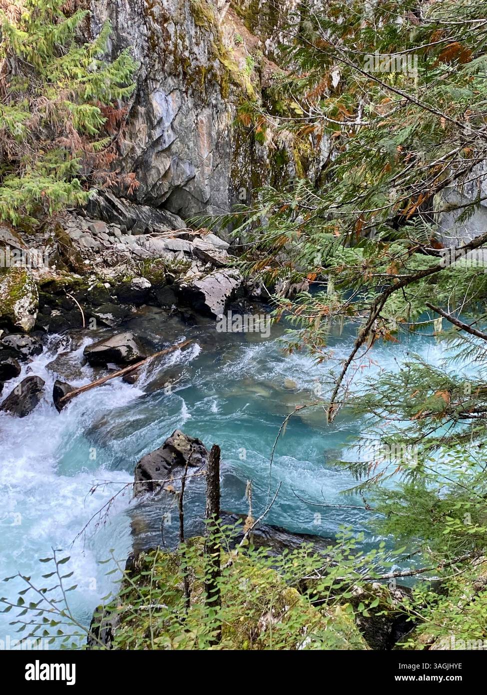Glacial River Carving Through Rock Canyon - Smartphone Captured Stock Image
