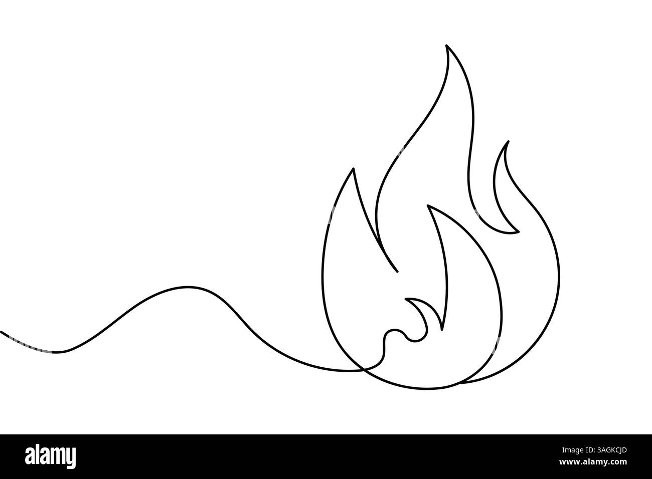 Fire continuous one line drawing and minimalist style isolate outline vector icon Stock Vector