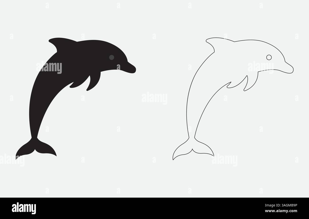 Dolphin Silhouette Vector Illustration Isolated on white background Stock Vector