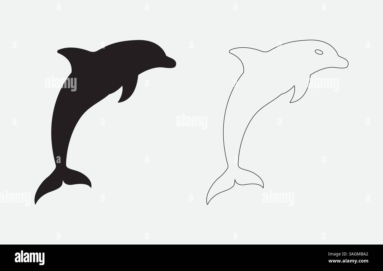 Dolphin Silhouette Vector Illustration Isolated on white background Stock Vector