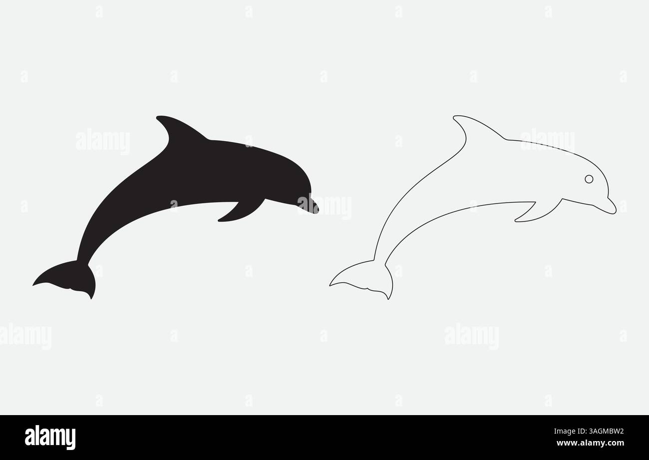 Dolphin Silhouette Vector Illustration Isolated on white background Stock Vector