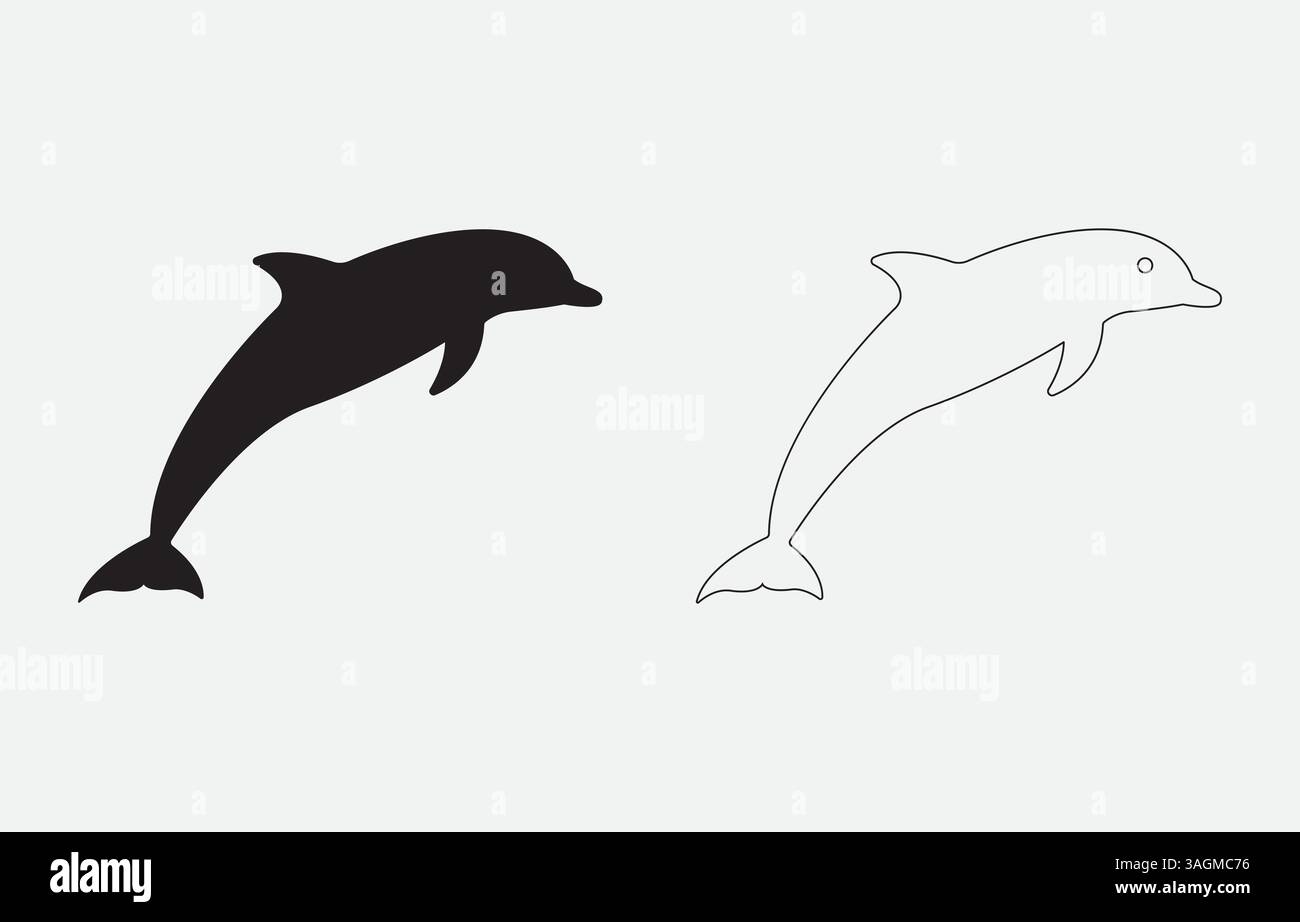 Dolphin Silhouette Vector Illustration Isolated on white background Stock Vector