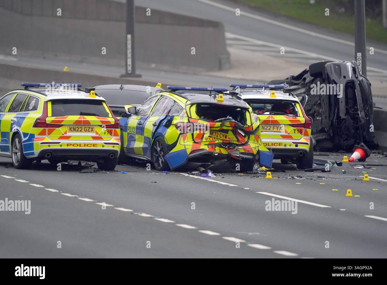 The scene on the A1, which has been shut in both directions on Tyneside ...
