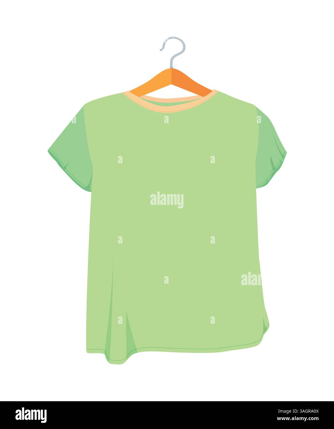 Drying linen icon isometric vector. Wet green tshirt drying on clothes hanger. Laundry, drying, household Stock Vector