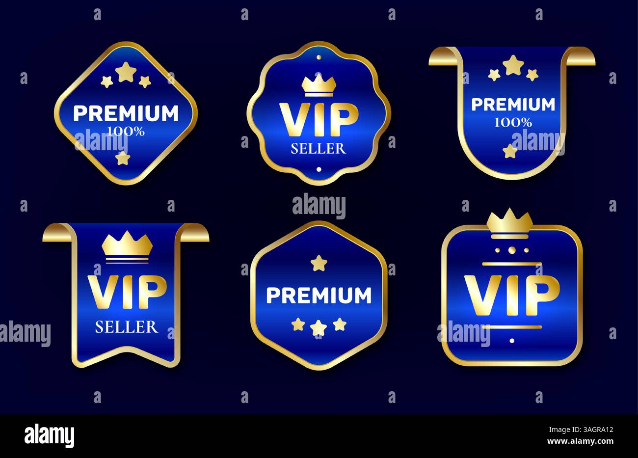 Set vip badges in gold hi-res stock photography and images - Alamy