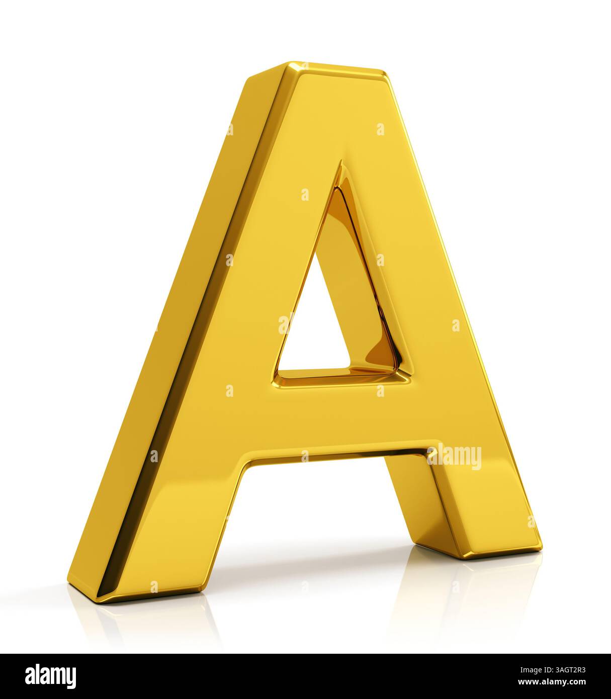 3D gold letter A isolated on white background Stock Photo - Alamy