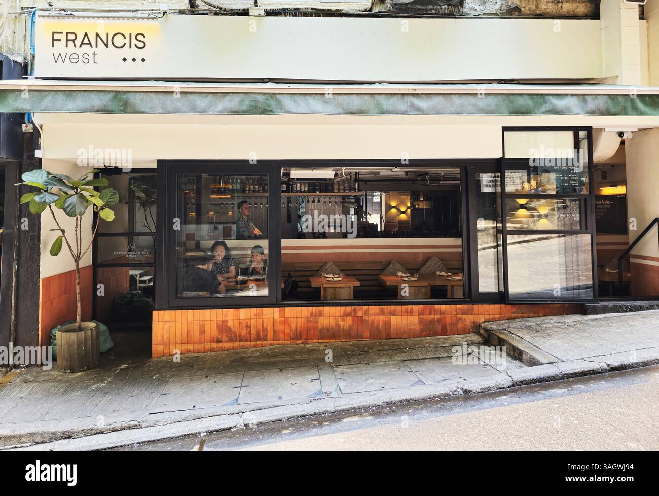 Francis west restaurant on Peel Street in Hong Kong. - Smartphone Captured Stock Image