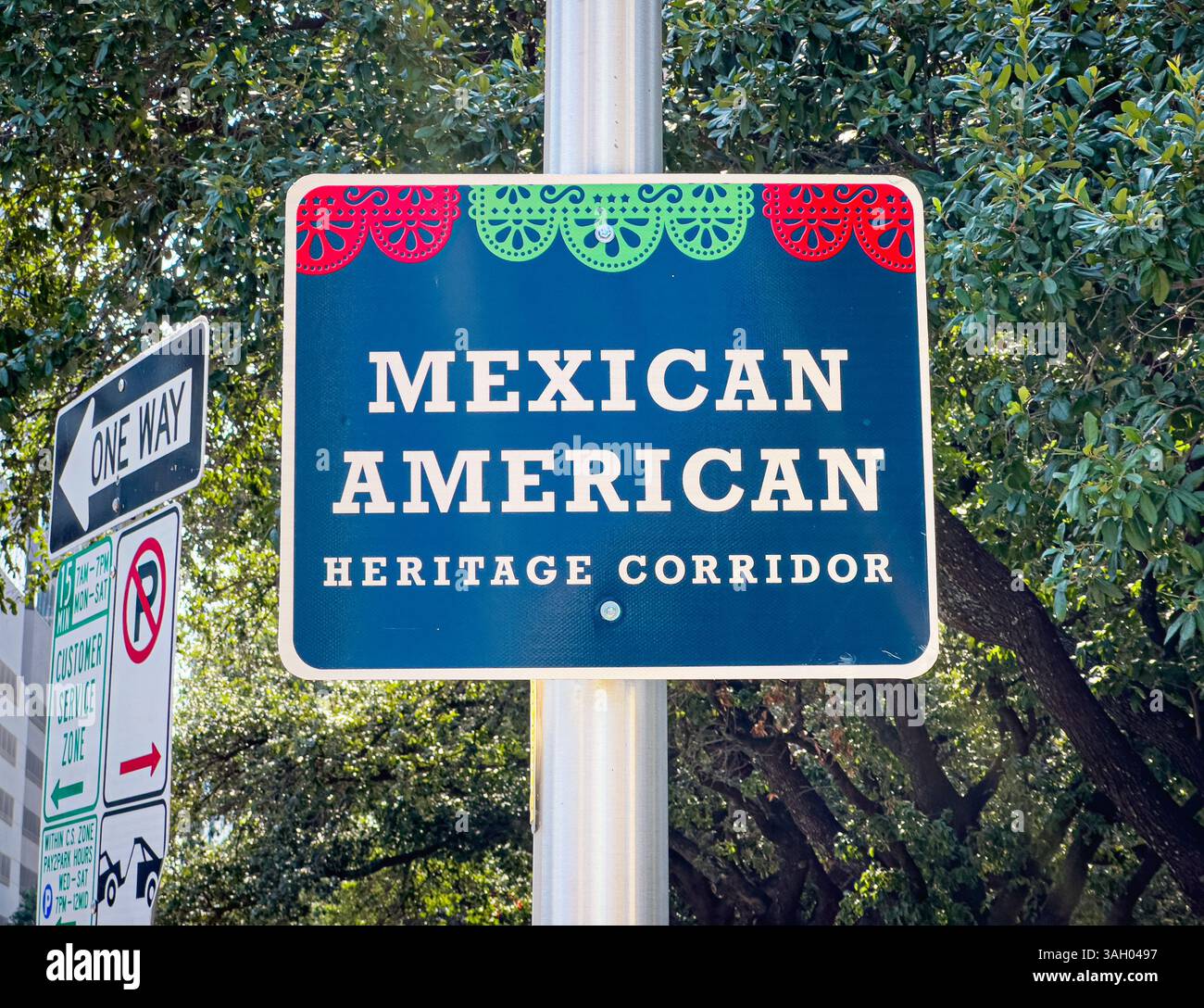 Mexican American Heritage Corridor in downtown Austin, Texas, USA. - Smartphone Captured Stock Image