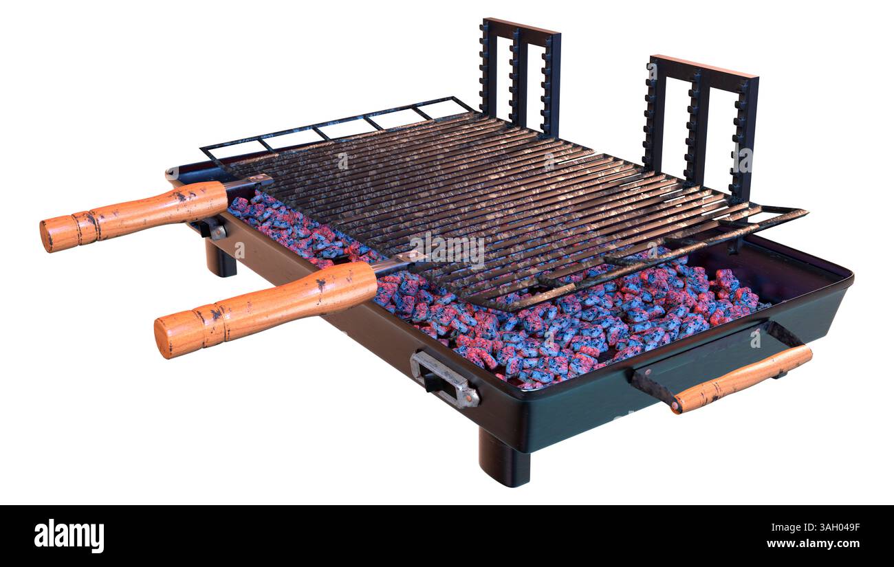 3D rendering of a hibachi barbecue grill isolated on white background ...