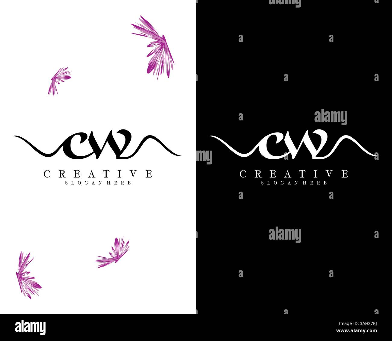 creative letter CW, WC logo design vector Stock Vector