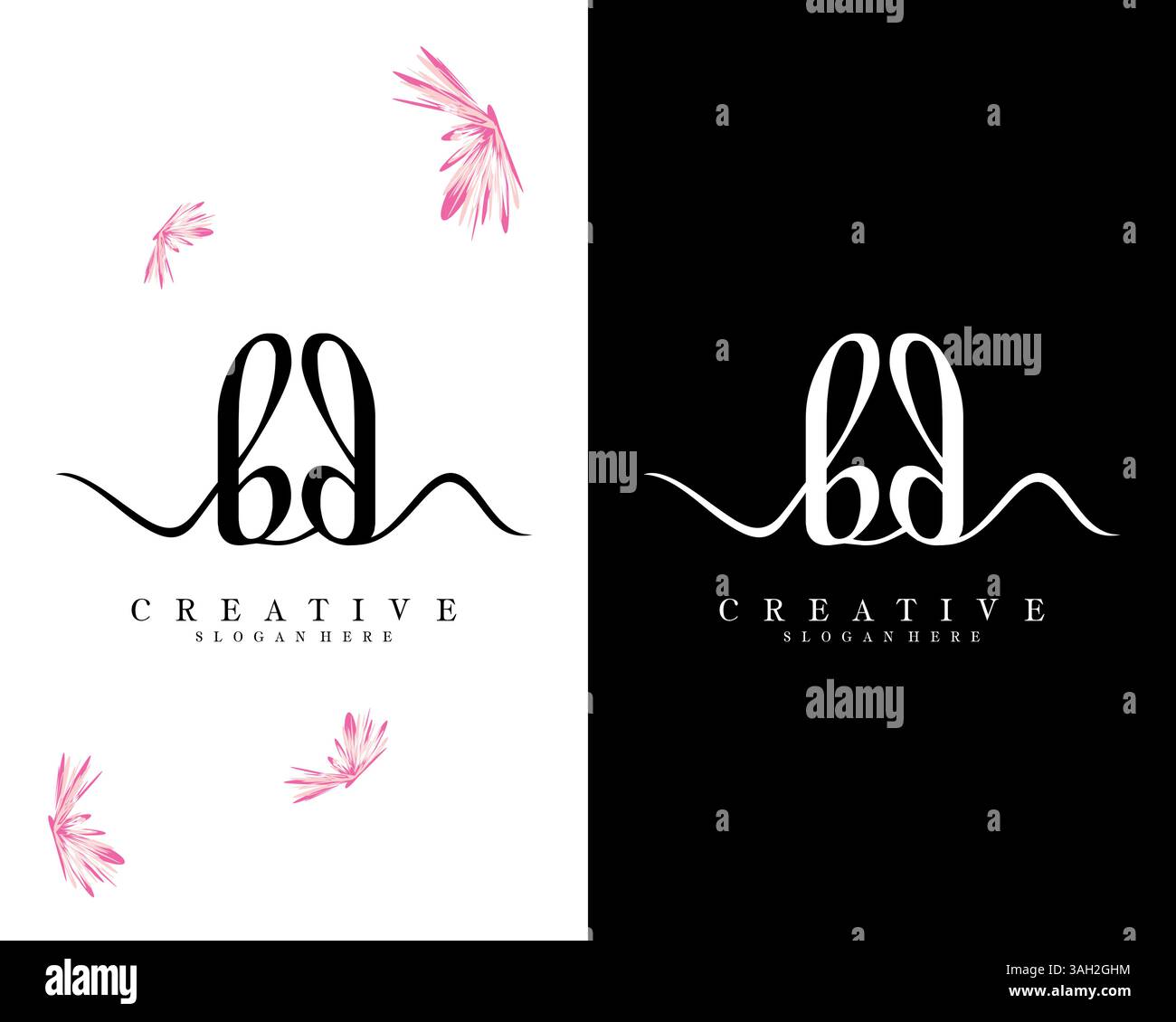 creative handwriting bd, db letter logo design vector Stock Vector