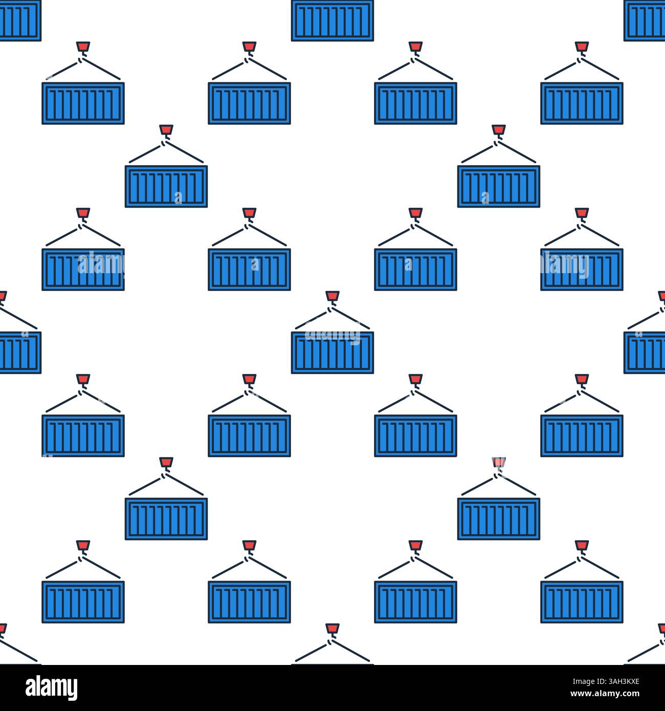 Blue Shipping Container vector colored seamless pattern - logistics concept background Stock Vector