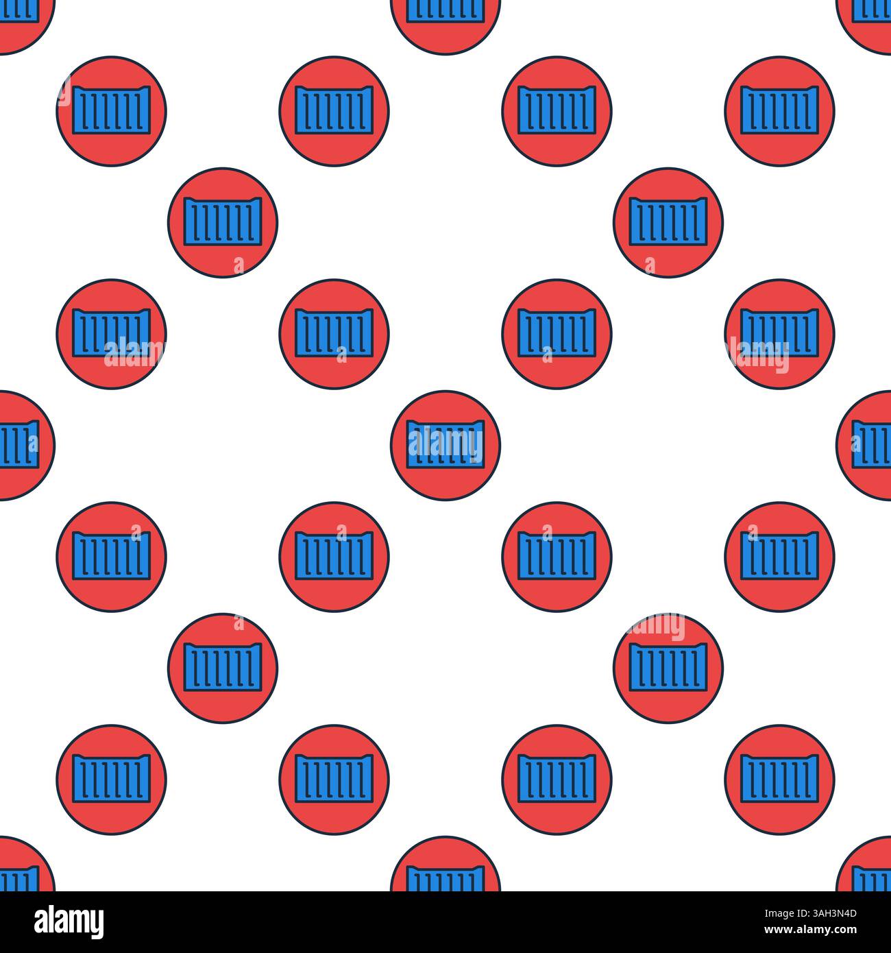 Blue Shipping Container vector round seamless pattern - colored background Stock Vector