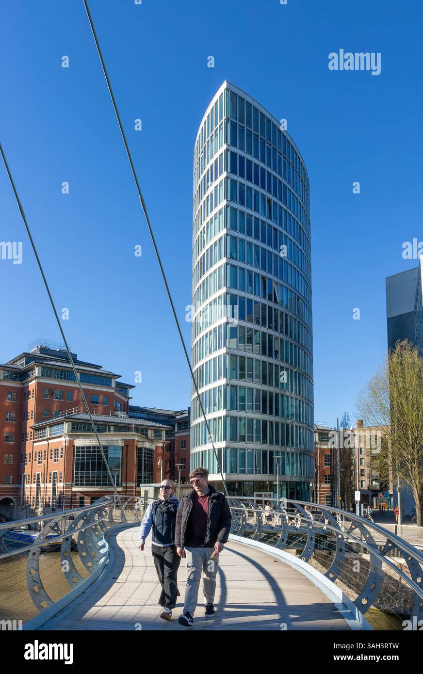 Modern architecture of The Eye apartment block building, Valentine Bridge, Temple Quarter regeneration, Bristol, England, UK Stock Photo