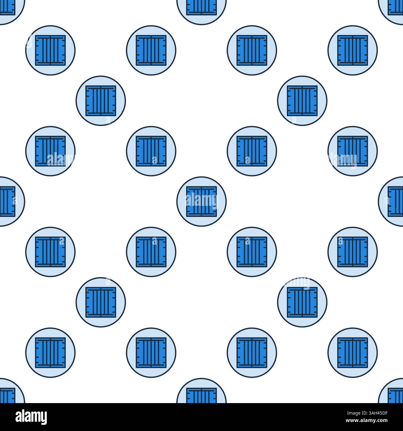 Blue Circle with Shipping Container vector seamless pattern or cargo concept background Stock Vector