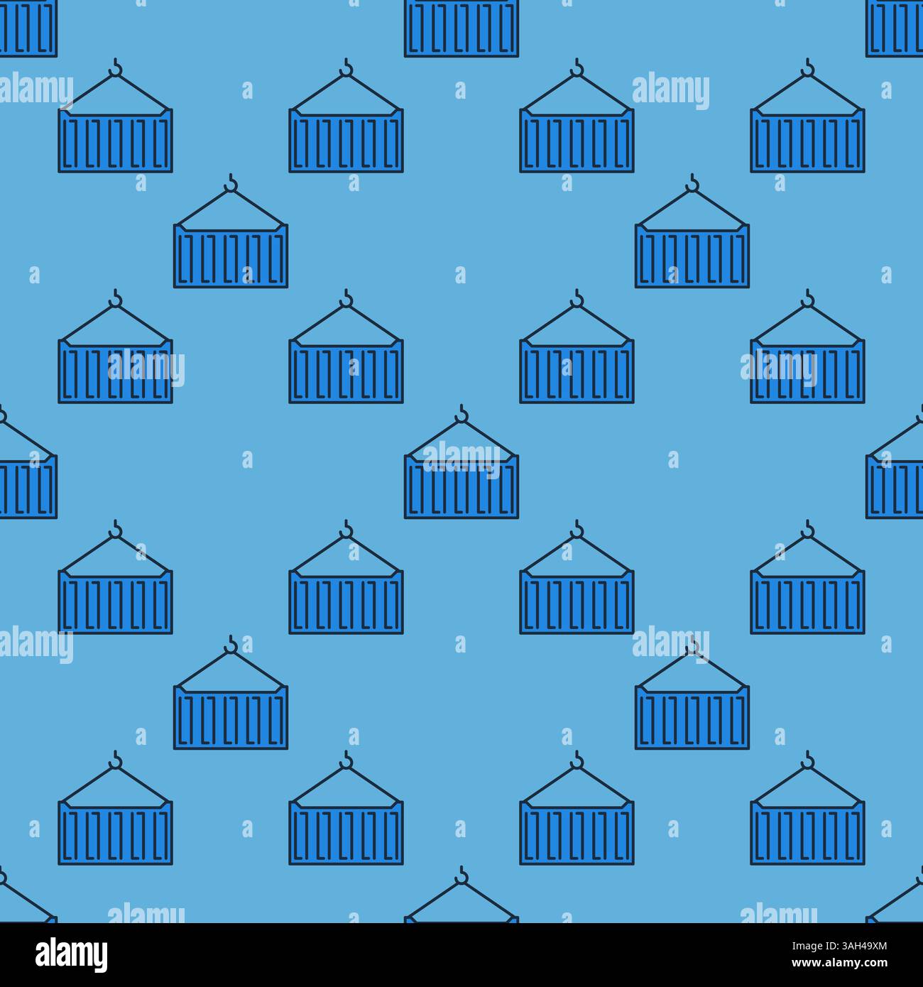 Vector Blue Shipping Container colored seamless pattern Stock Vector