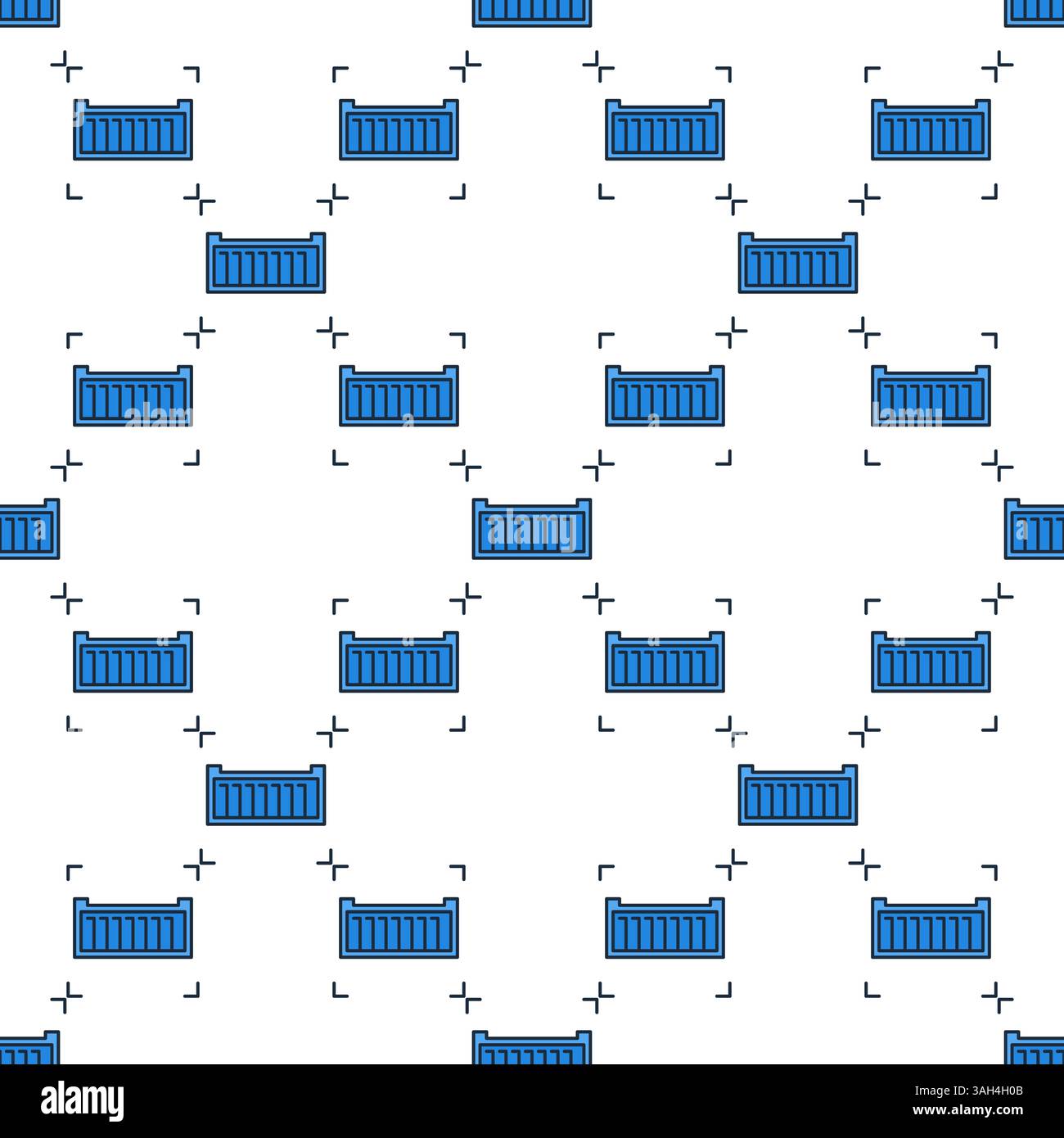 Blue Shipping Container vector colored seamless pattern Stock Vector