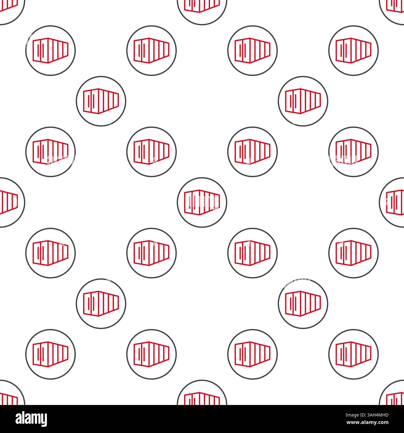 Shipping Container vector round seamless pattern in modern outline style Stock Vector