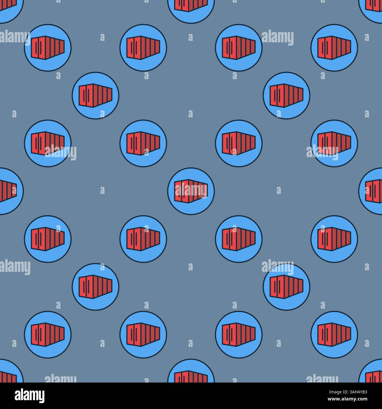 Red Shipping Container vector round colored seamless pattern Stock Vector