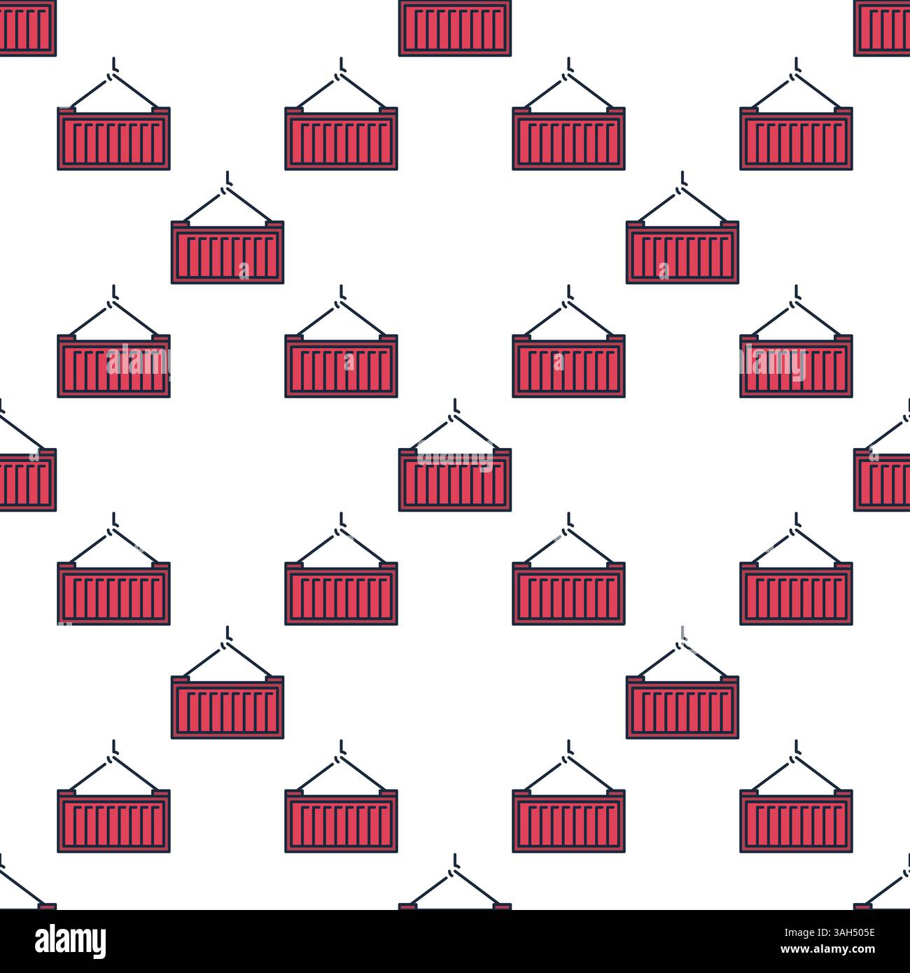 Red Shipping Container vector concept colored seamless pattern Stock Vector