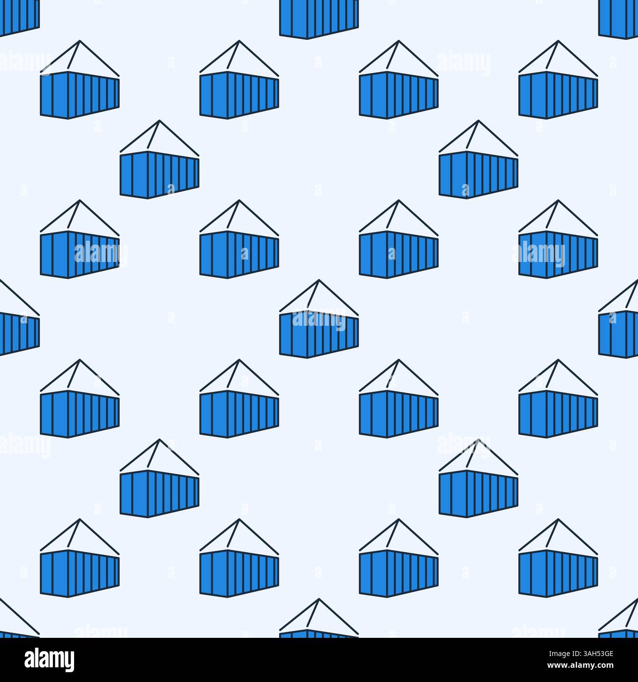 Blue Hanging Shipping Container vector colored seamless pattern Stock Vector