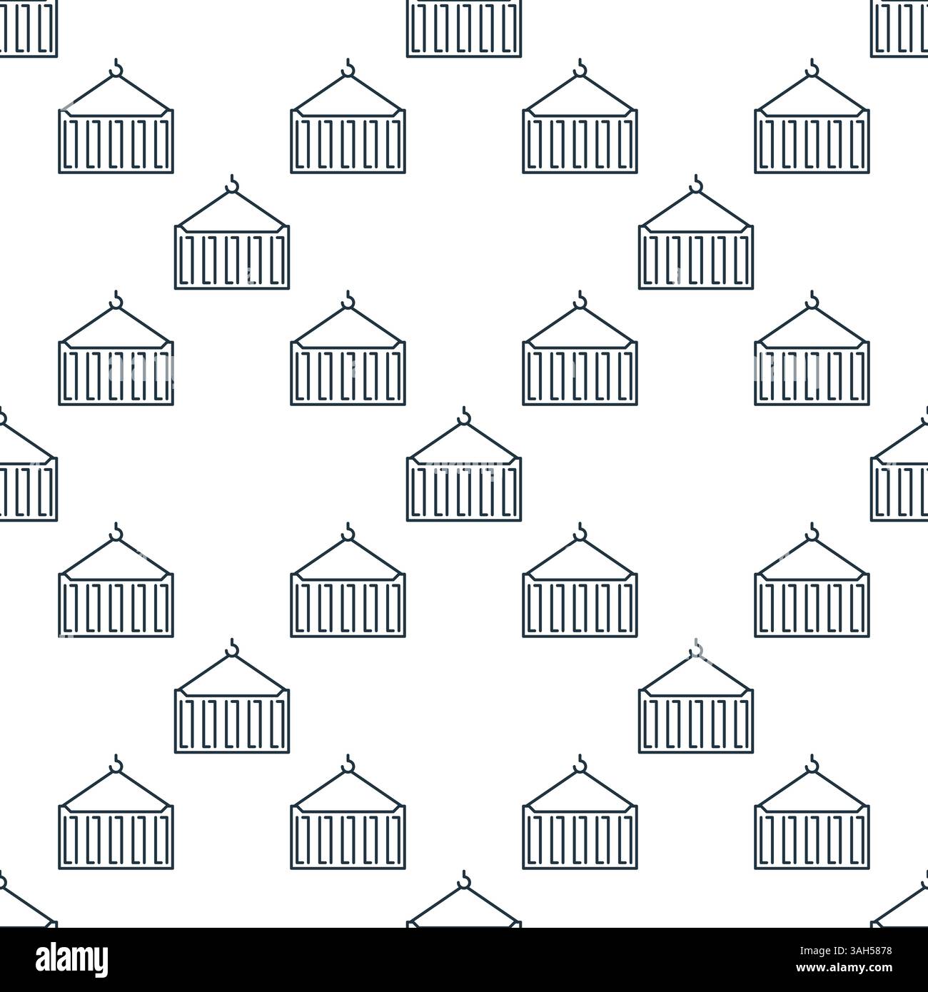 Vector Shipping Container outline seamless pattern Stock Vector