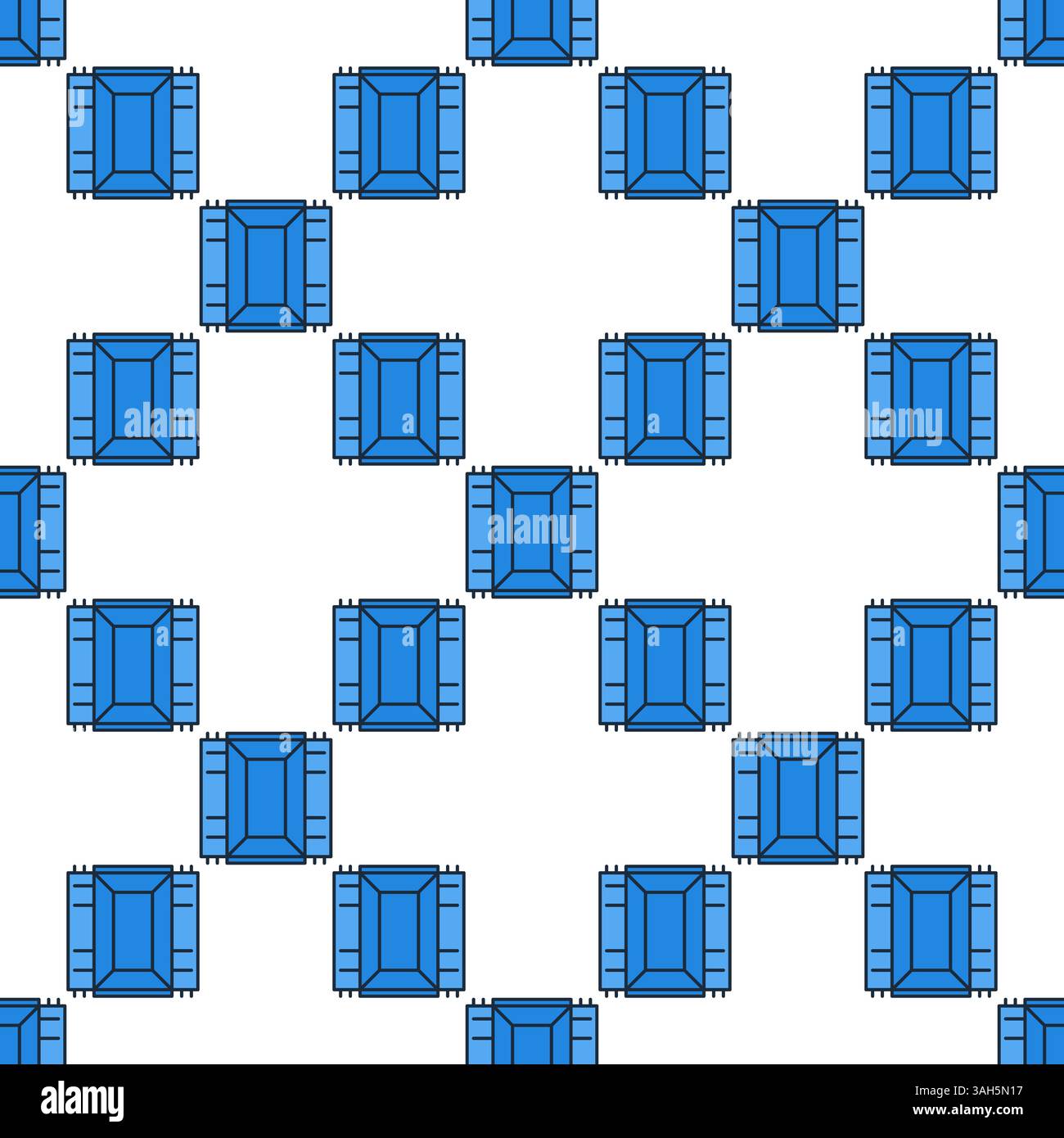 Vector colored seamless pattern of Opened Blue Shipping Container Stock Vector
