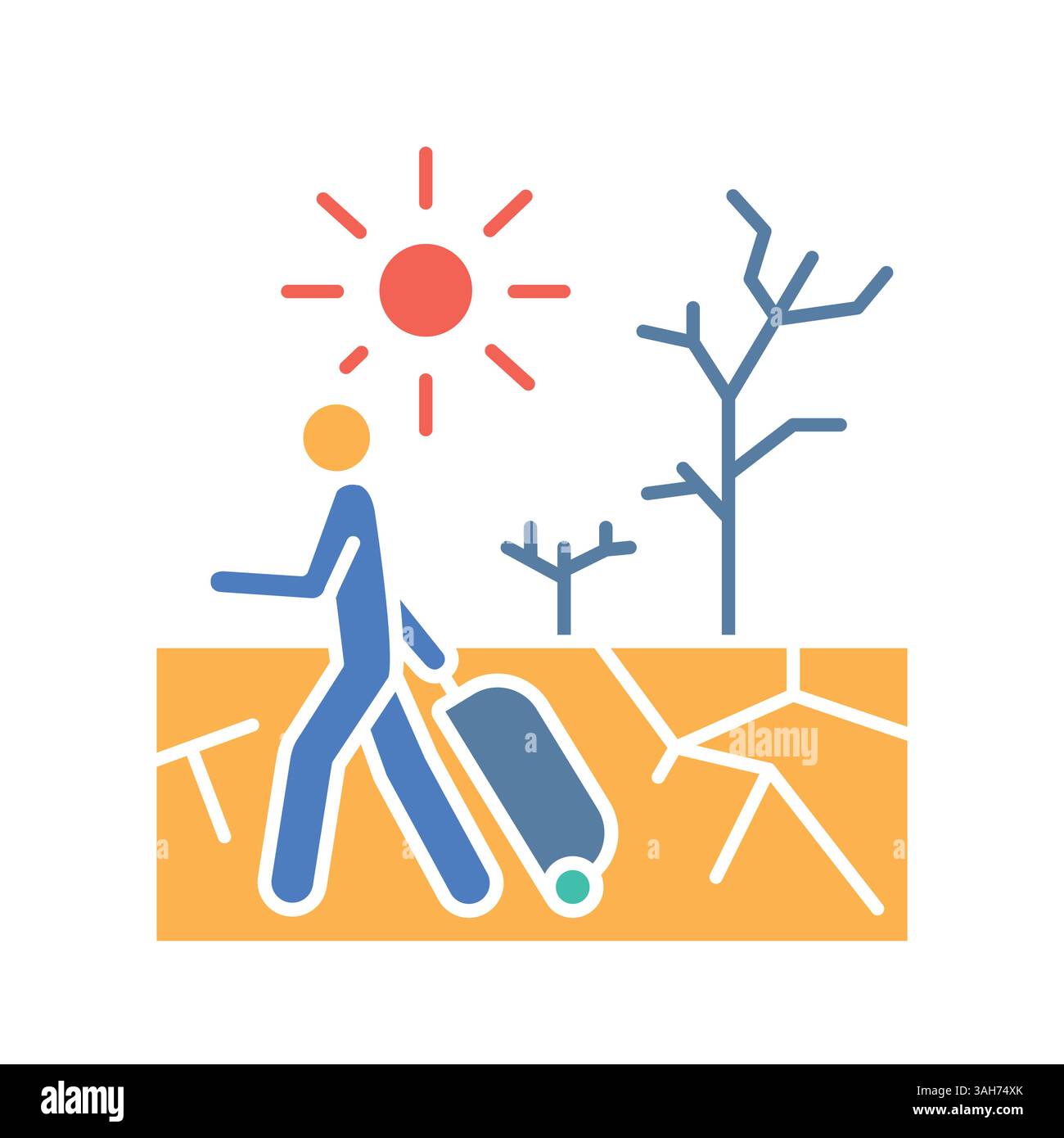 climate migration line icon. Vector isolated element. Editable stroke. Stock Vector
