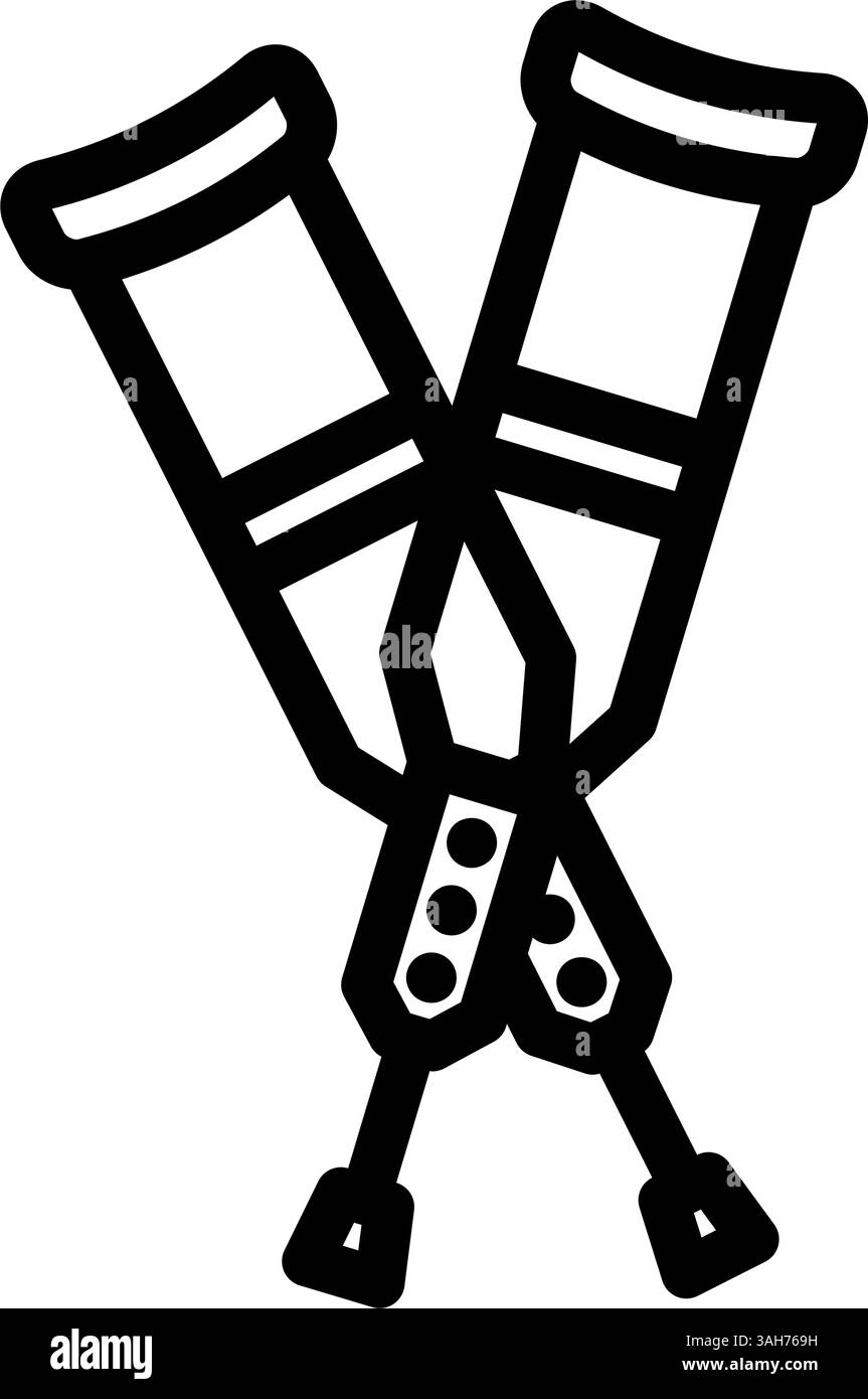 walking crutches fracture injury line icon vector illustration Stock ...