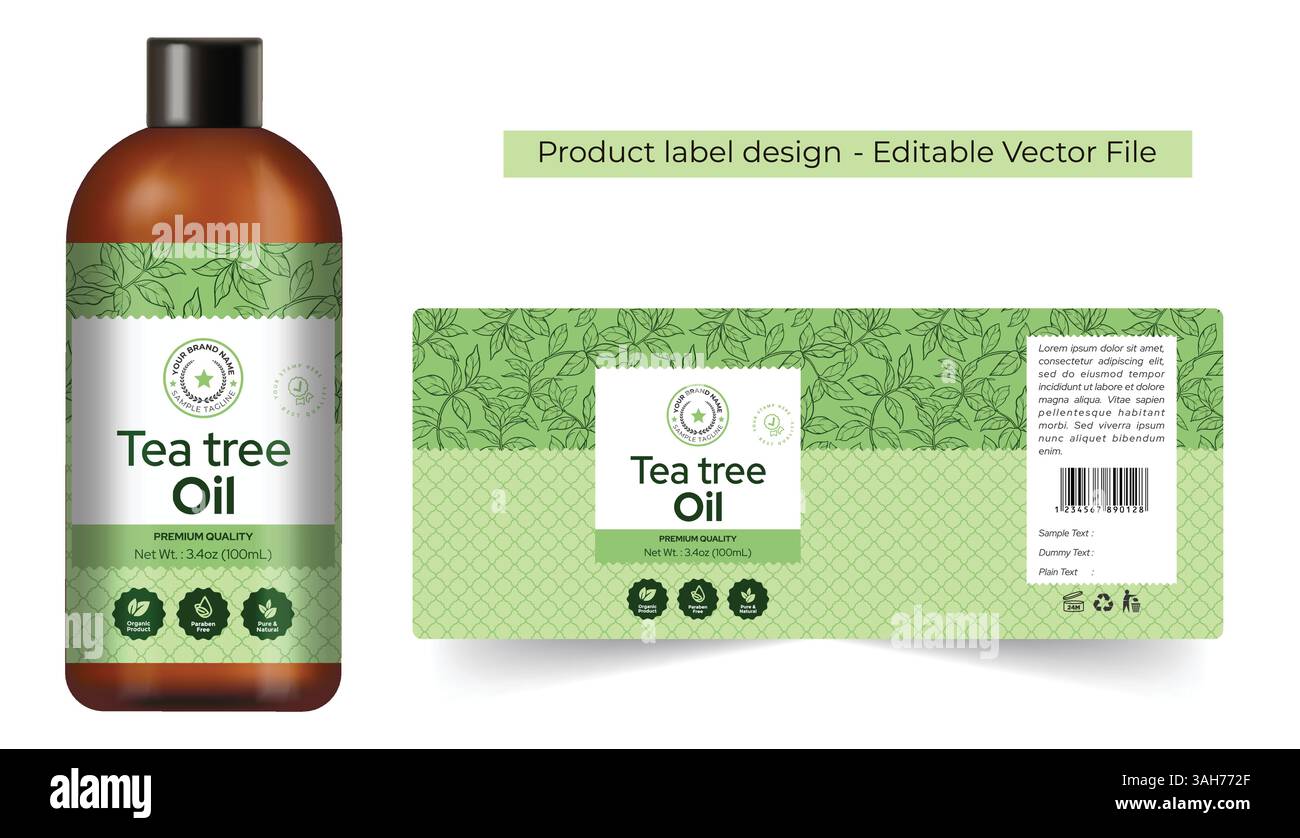 Tree Package Label Tea Tree Oil Label Design Natural tea tree pattern background ...