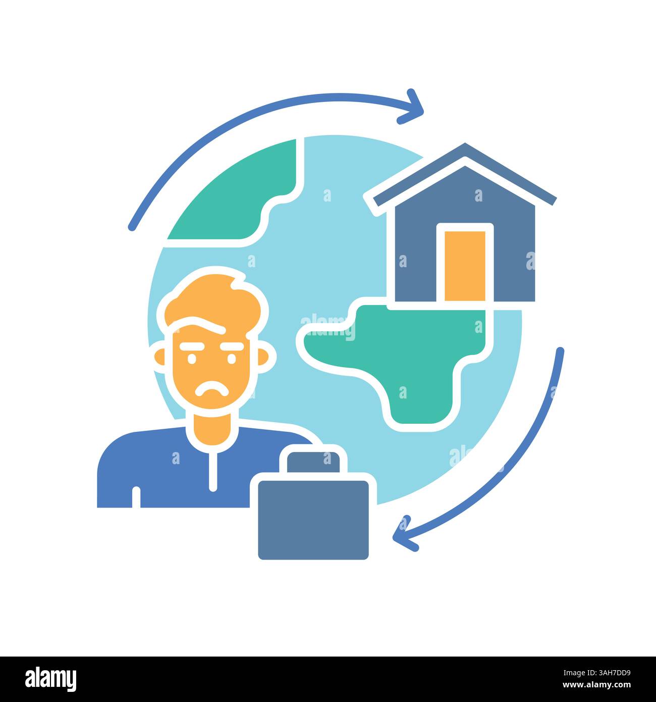 remigration color flat icon for digital and print projects. Minimal ...