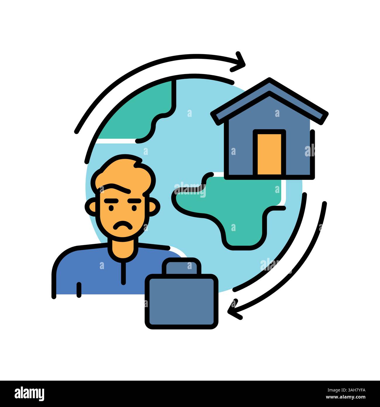 remigration color flat icon for digital and print projects. Minimal ...