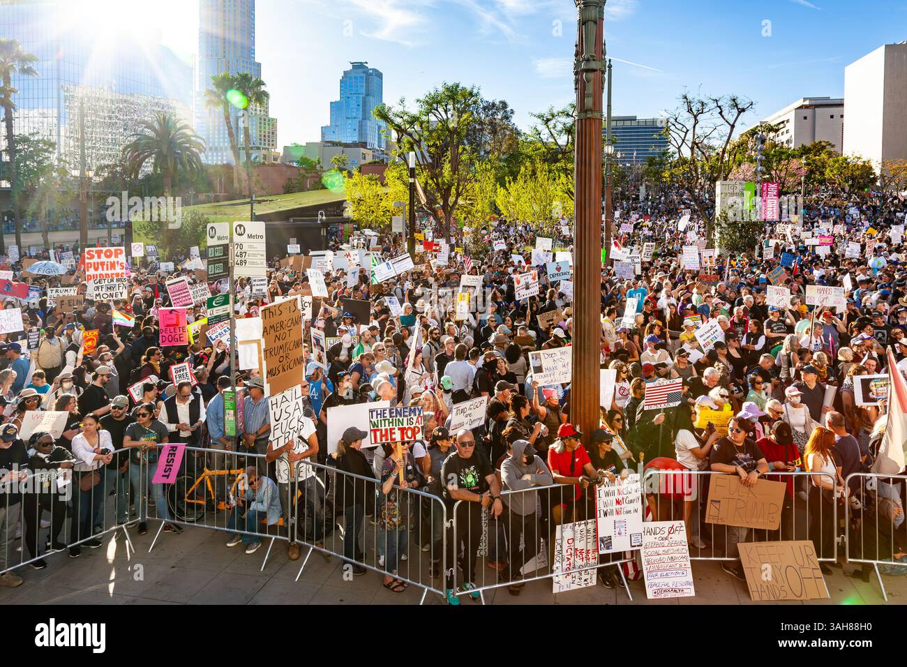 Political Protest at City Hall in Downtown Los Angeles on April 5, 2025 ...