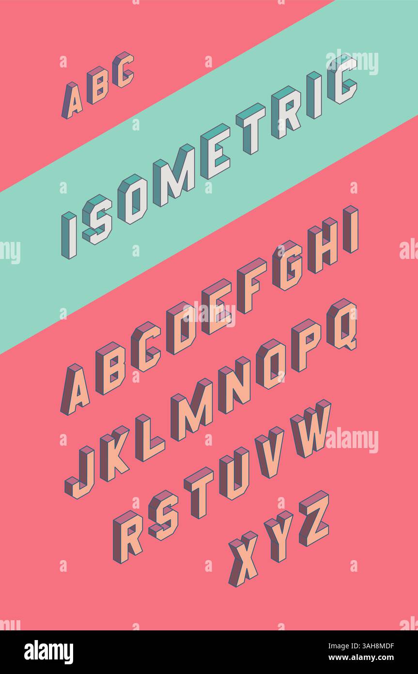 3d isometric alphabet vector font. A to Z. Vector illustration Stock ...